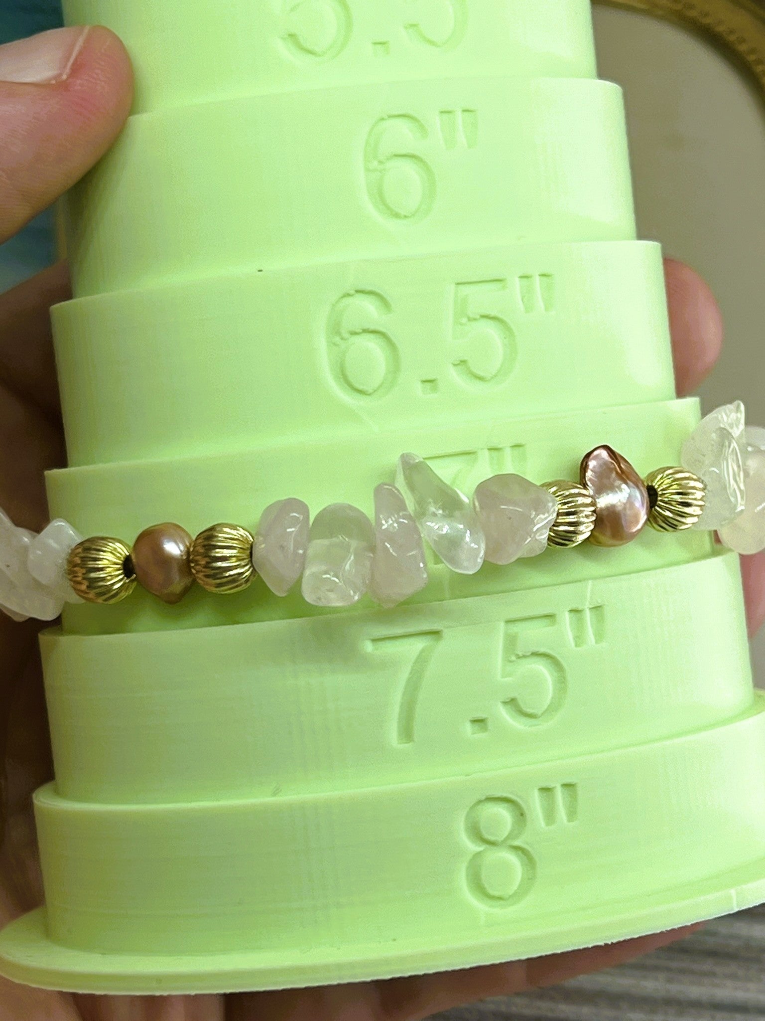 Athena - Pink Freshwater Pearl & Rose Quartz Chip Stretch Bracelet