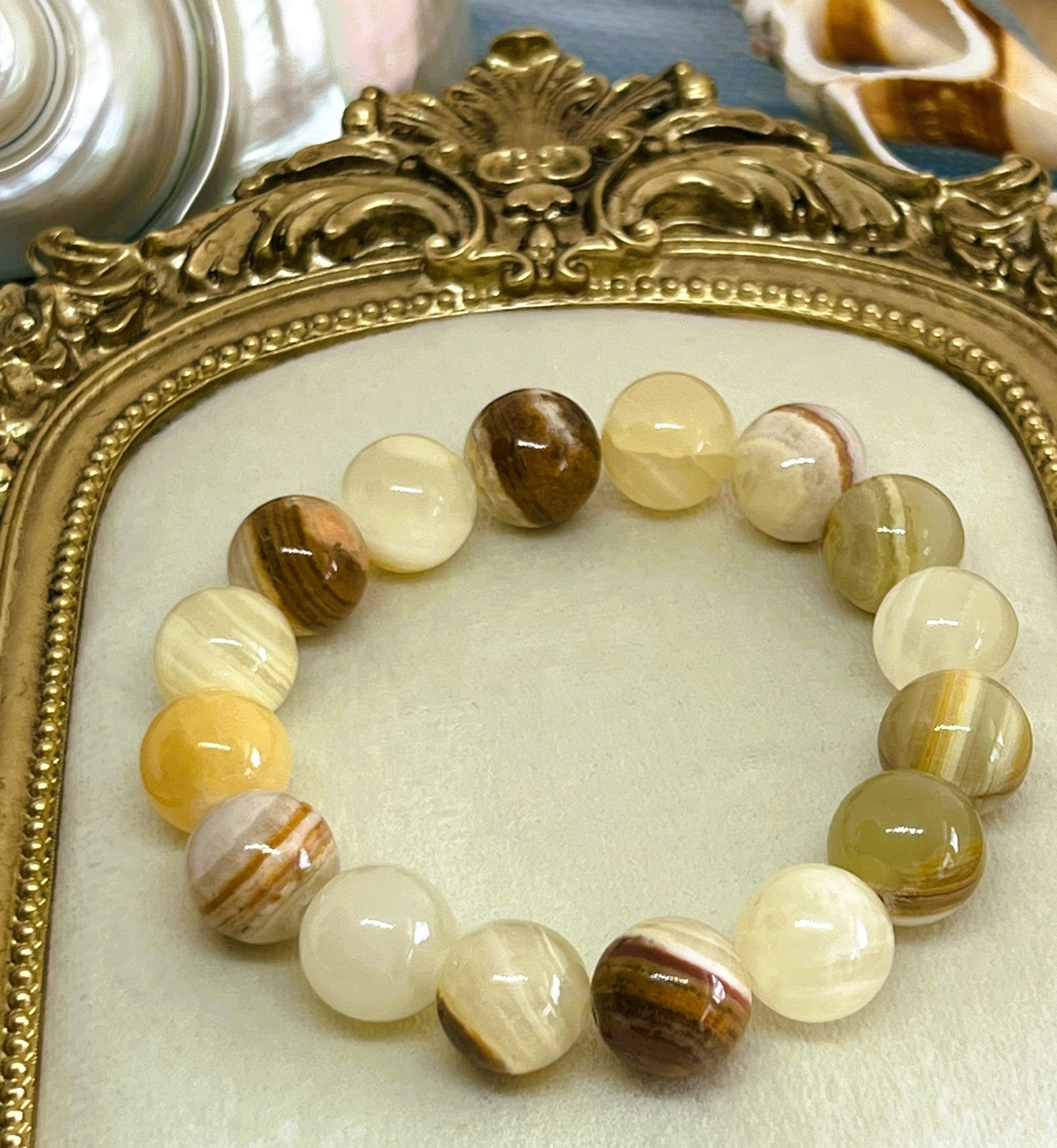 Zaria - Large Brown Jasper Round Bead Stretch Bracelet