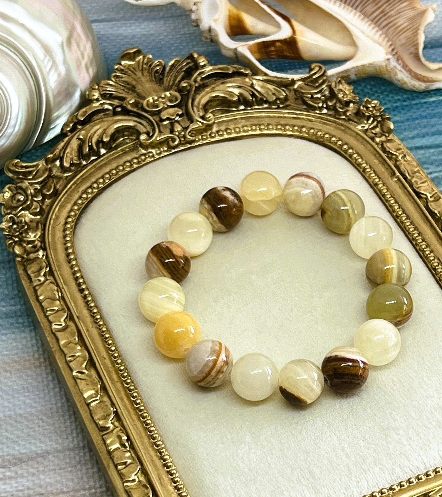Zaria - Large Brown Jasper Round Bead Stretch Bracelet