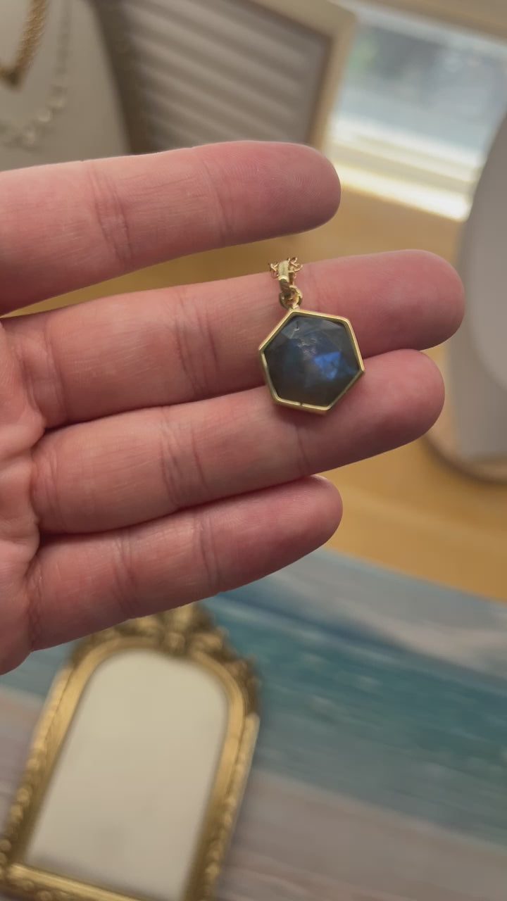 Arabelle - Labradorite Dainty Gemstone Faceted Pendant Necklace
